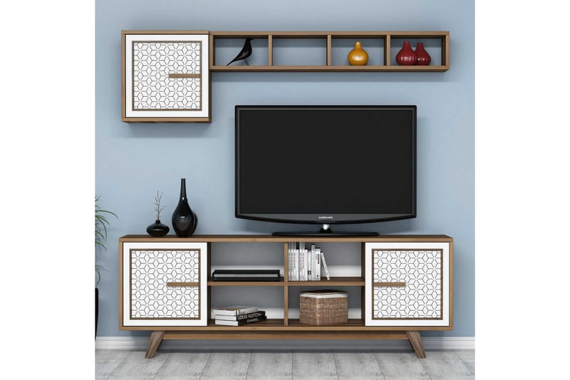 Hovdane TV-møbelsett 160 cm - Brun/Hvit - Møbler - Mediamøbel & tv møbel - TV-møbelsett
