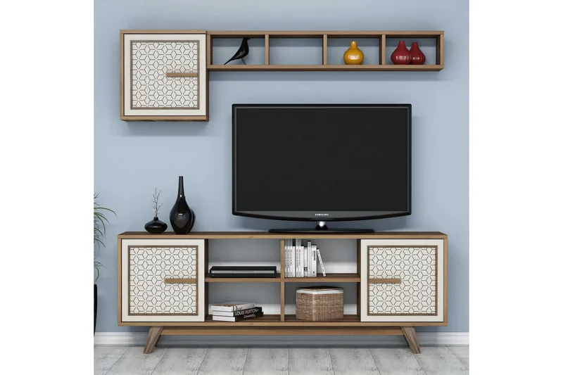 Hovdane TV-møbelsett 160 cm, Brun/Hvit/Eik