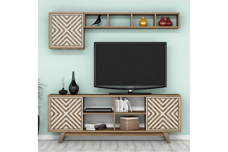 Hovdane TV-møbelsett 160 cm, Brun/Mønstret