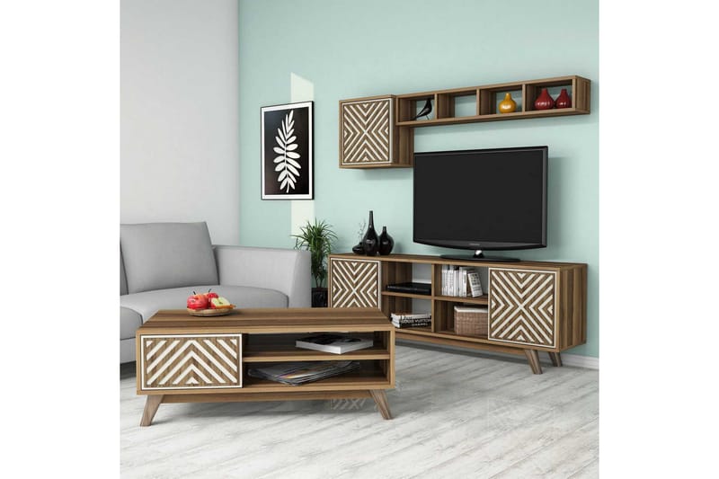 Hovdane TV-møbelsett 160 cm - Brun/Mønstret - Møbler - Mediamøbel & tv møbel - TV-møbelsett