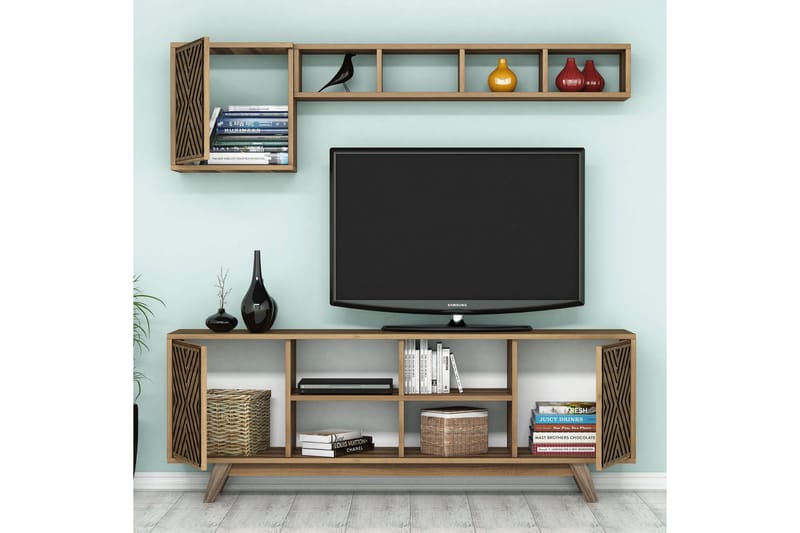 Hovdane TV-møbelsett 160 cm - Eik/Brun - Møbler - Mediamøbel & tv møbel - TV-møbelsett