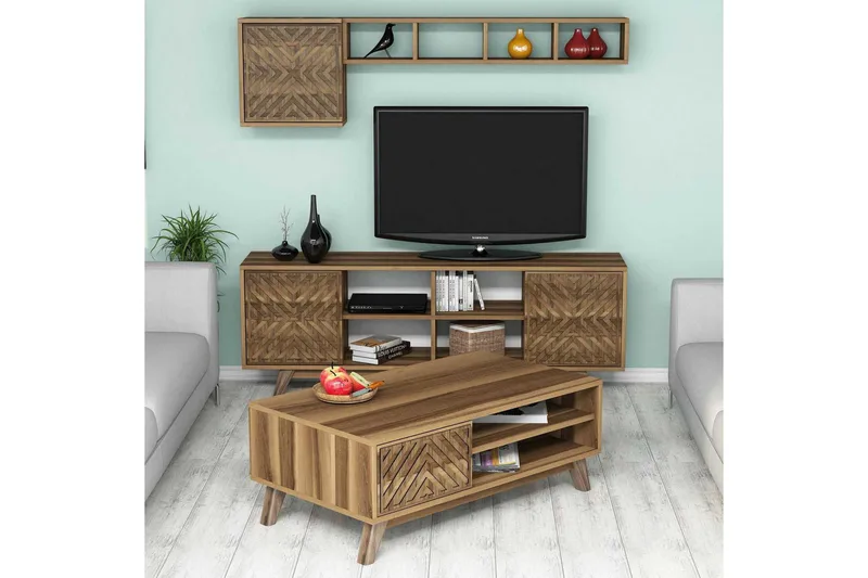 Hovdane TV-møbelsett 160 cm, Eik/Brun