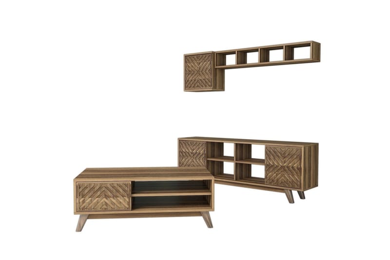 Hovdane TV-møbelsett 160 cm - Eik/Brun - Møbler - Mediamøbel & tv møbel - TV-møbelsett