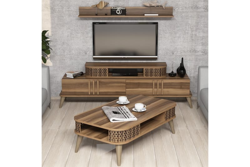 Hovdane TV-møbelsett 168 cm - Brun - Møbler - Mediamøbel & tv møbel - TV-møbelsett