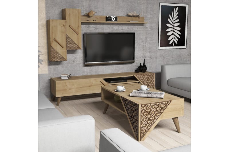 Hovdane TV-møbelsett 180 cm - Brun - Møbler - Mediamøbel & tv møbel - TV-møbelsett