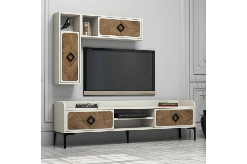 Hovdane TV-møbelsett 180 cm - Brun/Hvit - Møbler - Mediamøbel & tv møbel - TV-møbelsett