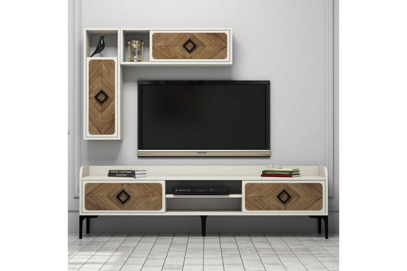 Hovdane TV-møbelsett 180 cm - Brun/Hvit - Møbler - Mediamøbel & tv møbel - TV-møbelsett