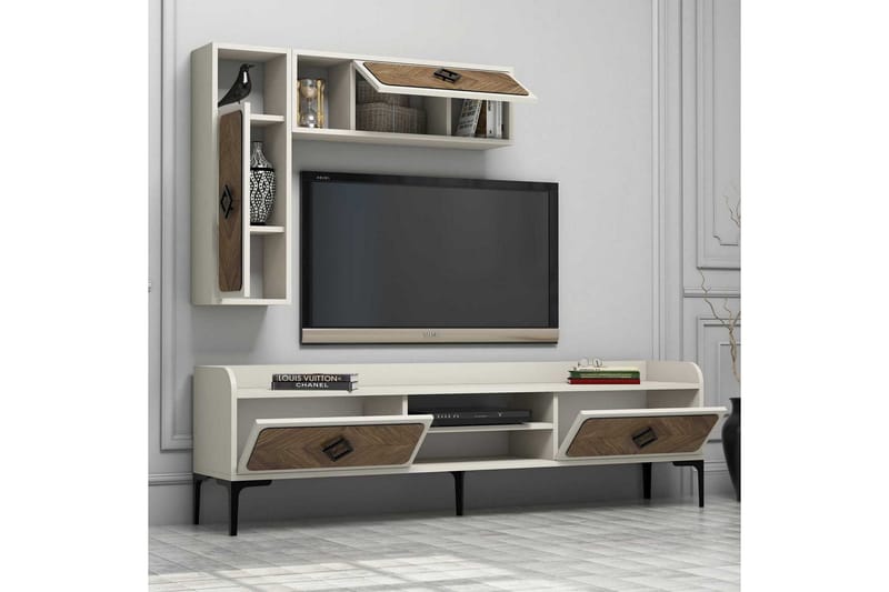 Hovdane TV-møbelsett 180 cm - Brun/Hvit - Møbler - Mediamøbel & tv møbel - TV-møbelsett