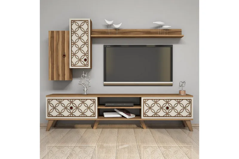 Hovdane TV-møbelsett 180 cm, Brun/Mønstret