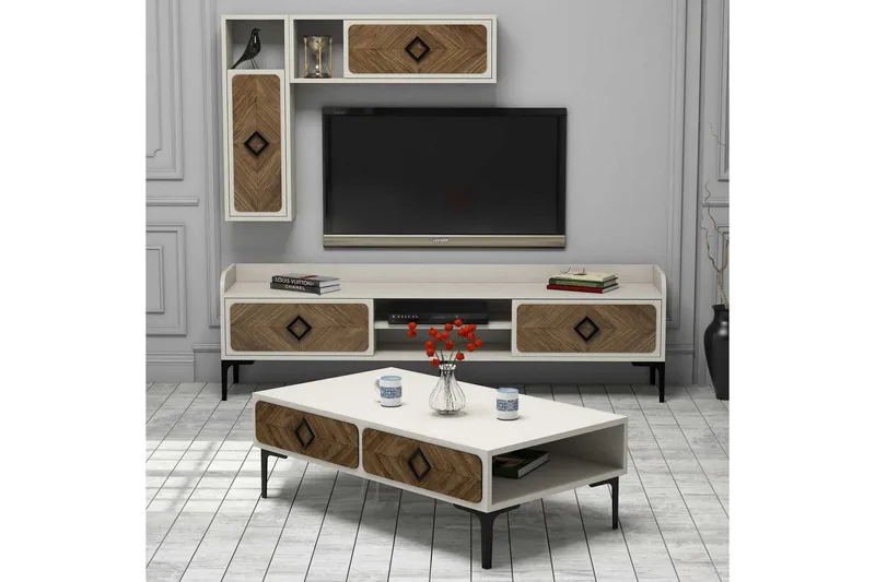 Hovdane TV-møbelsett 180 cm, Hvit