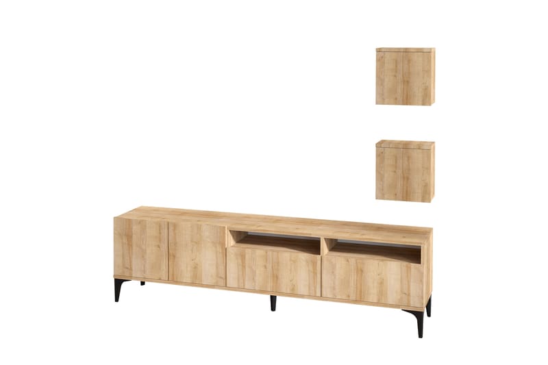 Huesca TV-møbelsett 180 cm - Natur / Svart - Møbler - Mediamøbel & tv møbel - TV-møbelsett
