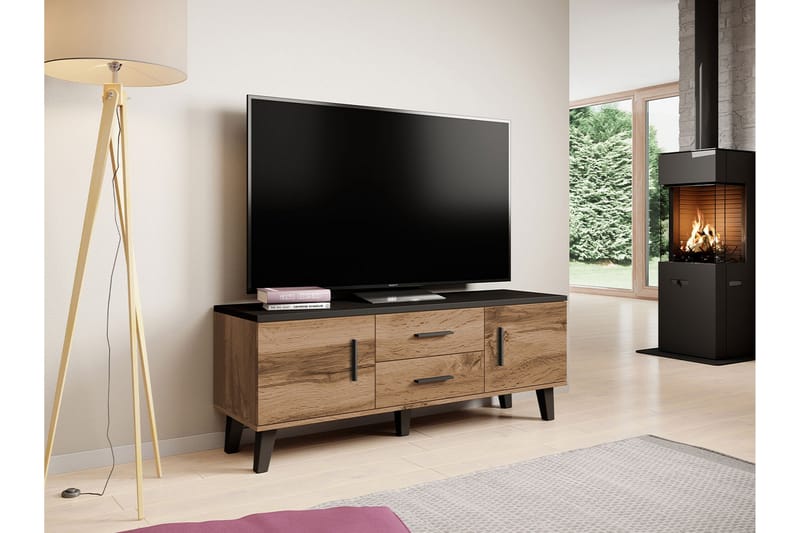 Kardos Tv-møbelsett 140 cm - Natur/Svart - TV-møbelsett