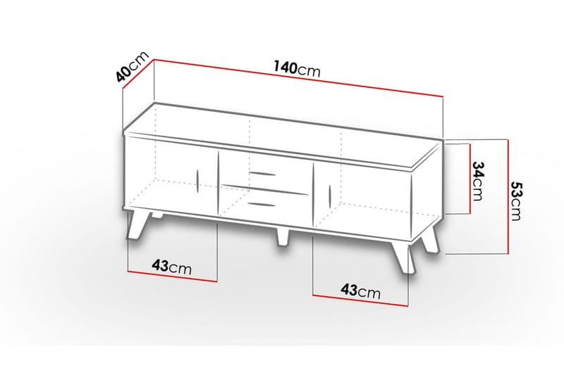 Kardos Tv-møbelsett 140 cm - Natur/Svart - Møbler - Mediamøbel & tv møbel - TV-møbelsett