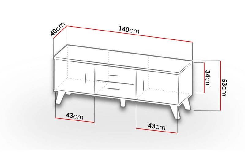 Kardos Tv-møbelsett 140 cm - Natur/Svart - TV-møbelsett