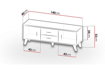 Kardos Tv-møbelsett 140 cm - Natur/Svart - Møbler - Mediamøbel & tv møbel - TV-møbelsett