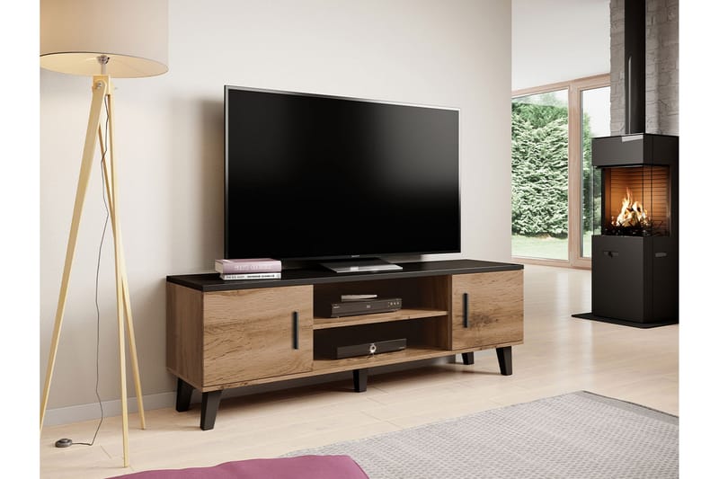 Kardos Tv-møbelsett 160 cm - Natur/Svart - Møbler - Mediamøbel & tv møbel - TV-møbelsett