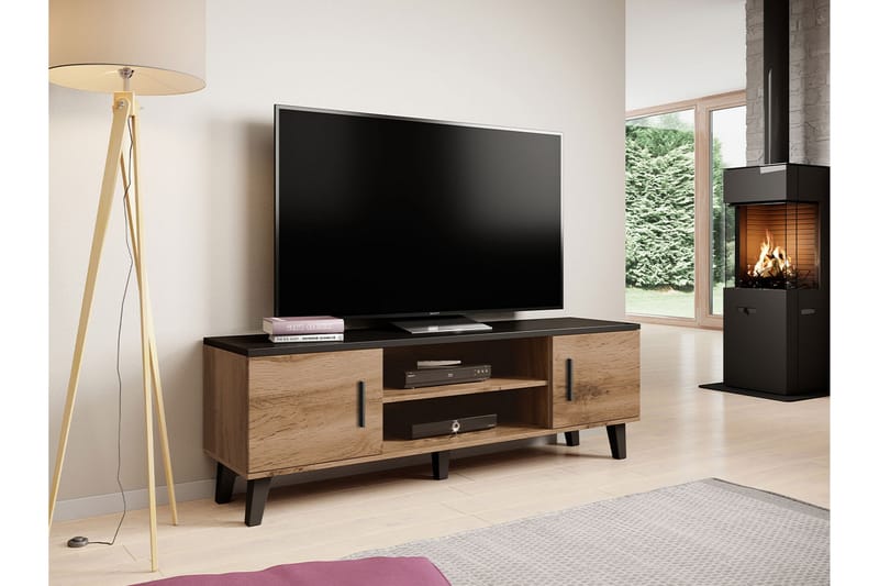 Kardos Tv-møbelsett 160 cm - Natur/Svart - TV-møbelsett