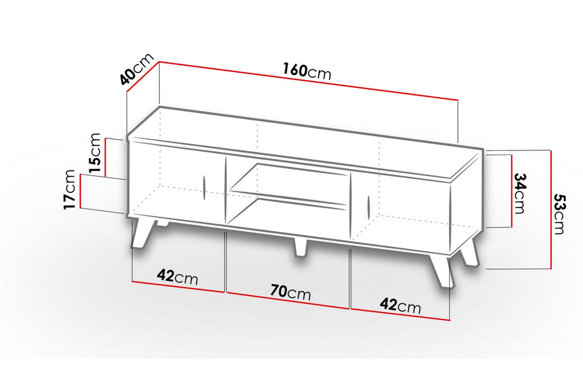 Kardos Tv-møbelsett 160 cm - Natur/Svart - Møbler - Mediamøbel & tv møbel - TV-møbelsett