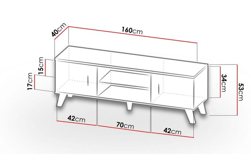 Kardos Tv-møbelsett 160 cm - Natur/Svart - Møbler - Mediamøbel & tv møbel - TV-møbelsett