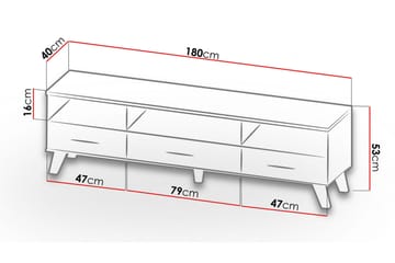 Kardos Tv-møbelsett 180 cm - Natur/Svart - Møbler - Mediamøbel & tv møbel - TV-møbelsett