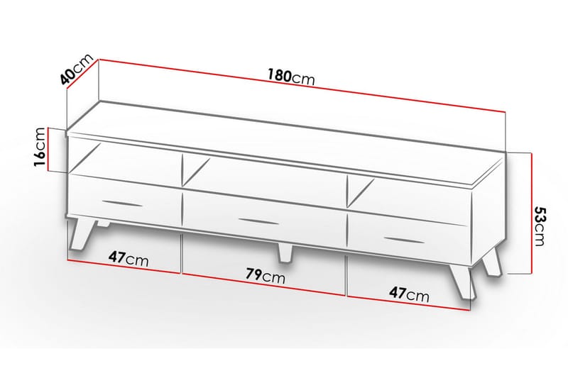 Kardos Tv-møbelsett 180 cm - Natur/Svart - Møbler - Mediamøbel & tv møbel - TV-møbelsett
