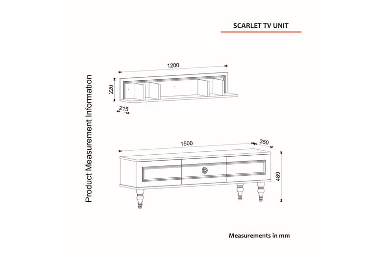 Kassatia TV-møbelsett 150 cm - Hvit - TV-møbelsett