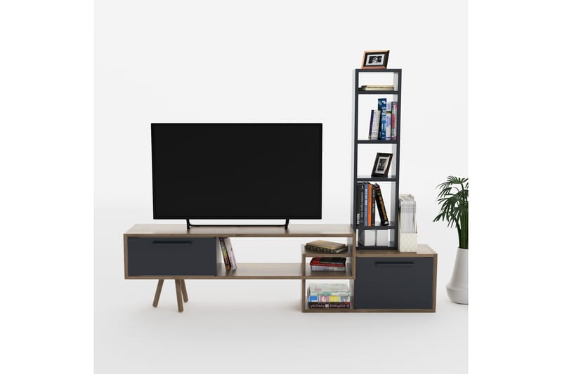 Keachi TV-møbelsett 167 cm - Antrasitt / Mørkebrun / Svart - TV-møbelsett