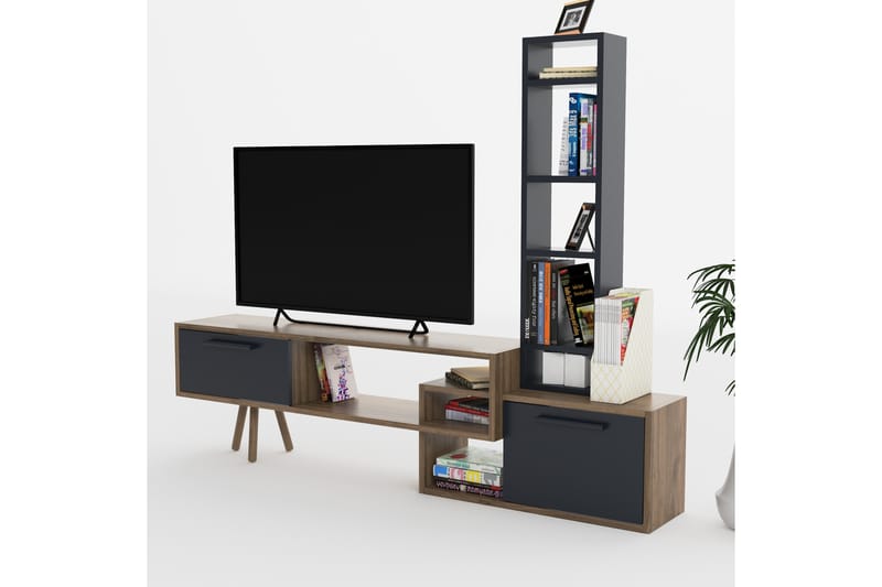 Keachi TV-møbelsett 167 cm - Antrasitt / Mørkebrun / Svart - TV-møbelsett
