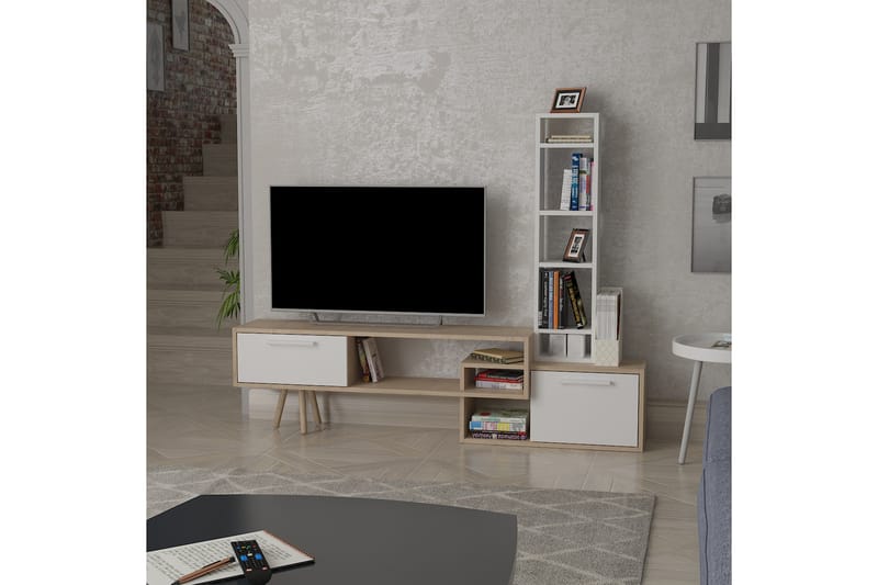 Keachi Tv-møbelsett 167 cm - Hvit/Natur/Brun - TV-møbelsett