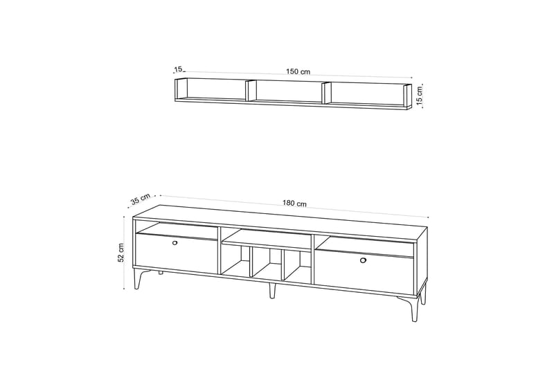 Kireka TV-møbelsett 180 cm - Natur / Svart - Møbler - Mediamøbel & tv møbel - TV-møbelsett