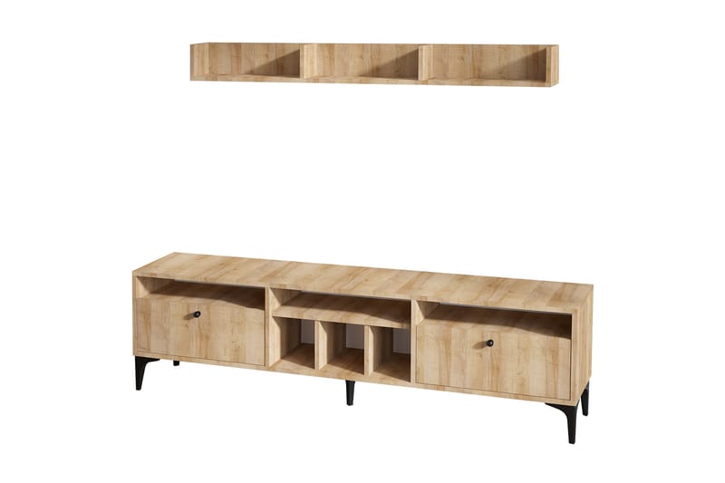 Kireka TV-møbelsett 180 cm - Natur / Svart - Møbler - Mediamøbel & tv møbel - TV-møbelsett