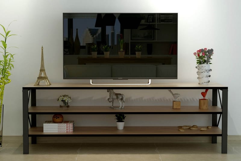 Kuro Morgan TV-møbelsett 120 cm - Mørkebrun/Svart - TV-møbelsett