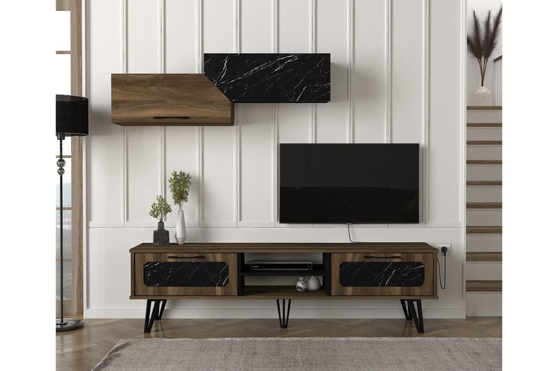 Lorsch TV-møbelsett 180 cm - Mørkebrun - TV-møbelsett