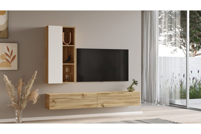 Lozyno Tv-møbelsett 175 cm - Natur/Hvit - TV-møbelsett