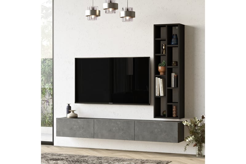 Lozyno Tv-møbelsett 175 cm - Sølv/Svart - TV-møbelsett