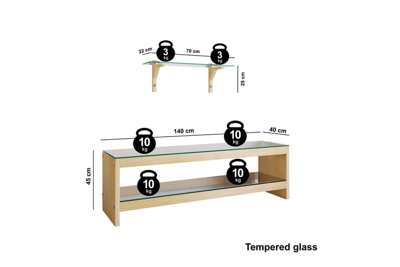 Malmby TV-Møbelsett 140 cm - Brun - Møbler - Mediamøbel & tv møbel - TV-møbelsett