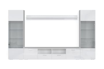 Mellon TV Møbelsett med Oppbevaring + Hyller 41x260 cm - Glass / Hvit - Møbler - Mediamøbel & tv møbel - TV-møbelsett