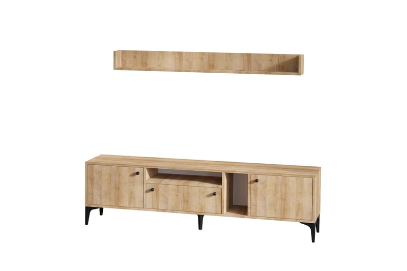Meriadec TV-møbelsett 150 cm - Natur / Svart - Møbler - Mediamøbel & tv møbel - TV-møbelsett