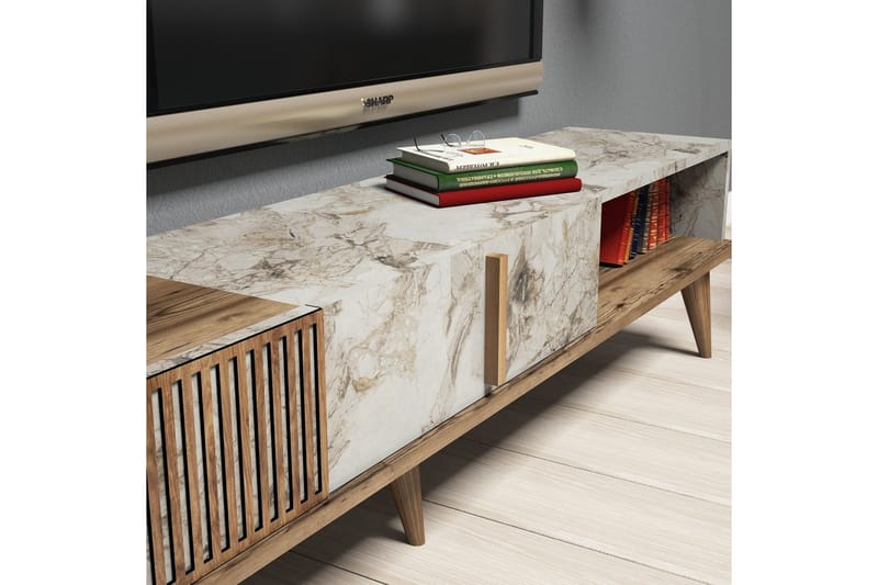Millay TV-møbelsett 180 cm - Valnøtt / Hvit - Møbler - Mediamøbel & tv møbel - TV-møbelsett
