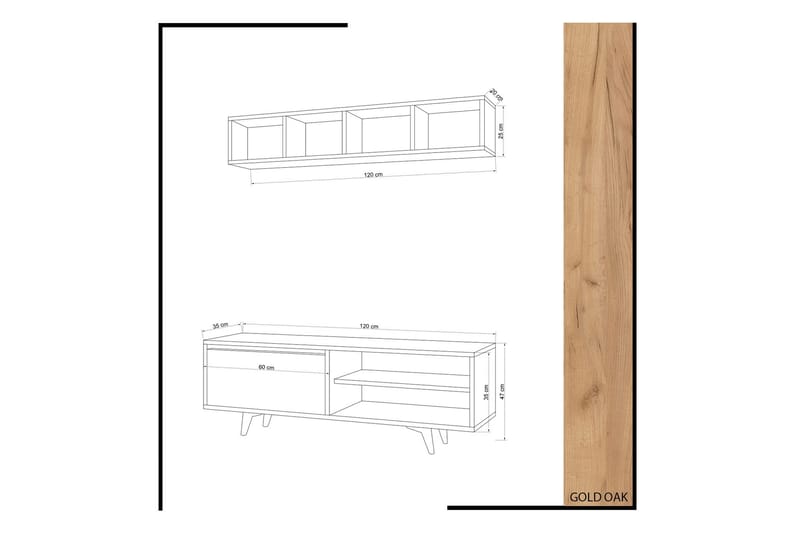 Mod Design TV-benk med Vegghylle - Møbler - Mediamøbel & tv møbel - TV-møbelsett