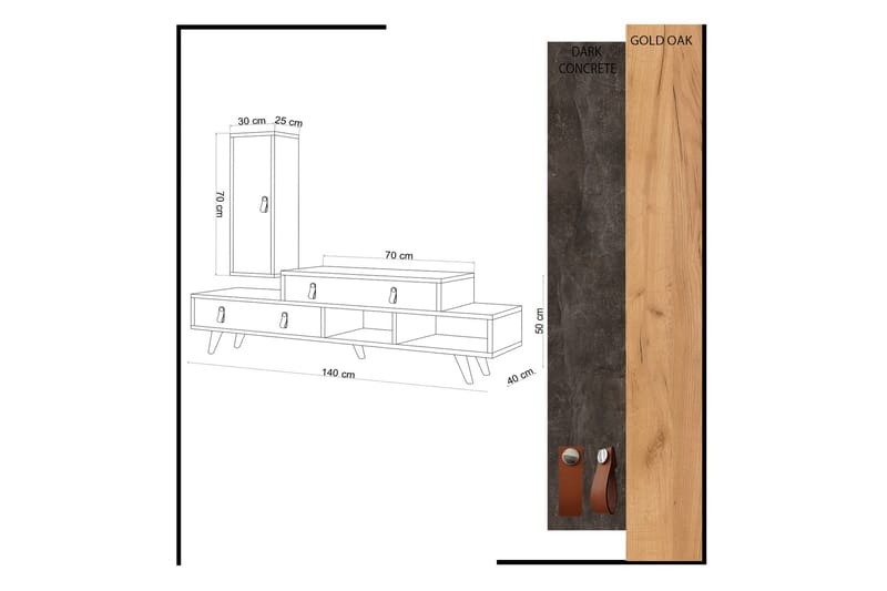 Mod Design TV-benk/Skap - TV-møbelsett