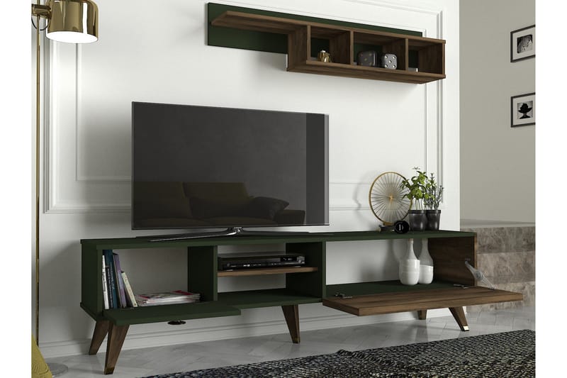 Mohed TV-Benk 180 cm - Brun/Grønn - TV-møbelsett