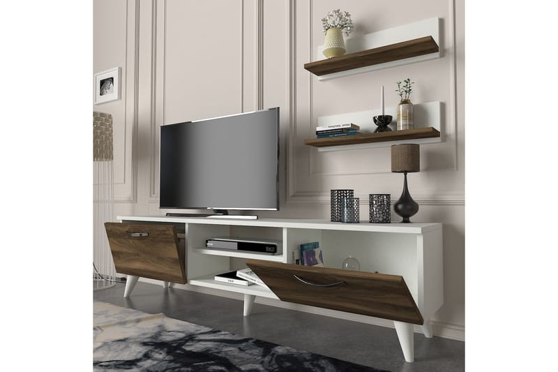 Mohed TV-møbelsett 150 cm - Hvit/Brun - TV-møbelsett