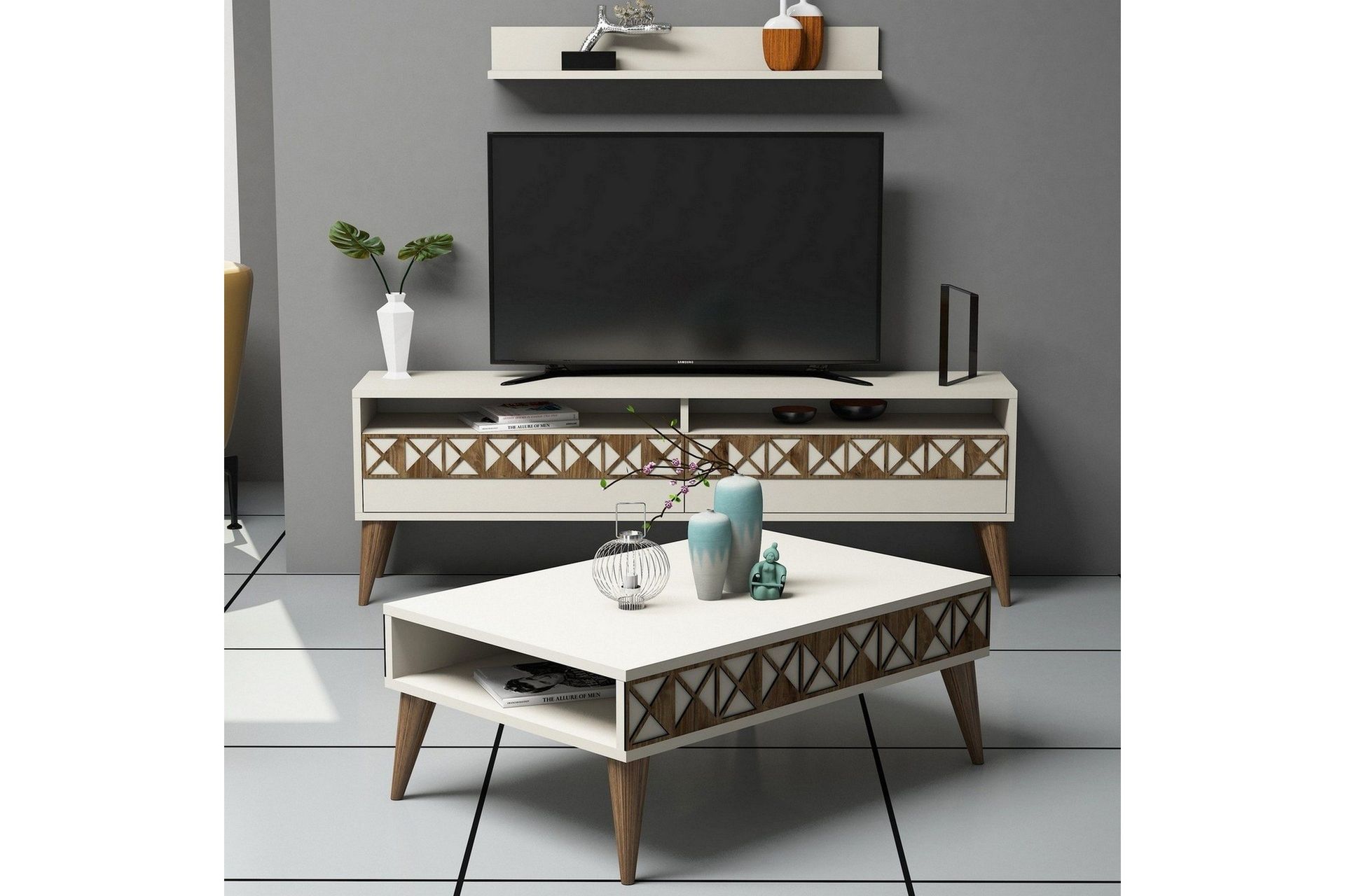 Muennink Stuesett 150 cm - Hvit/Brun