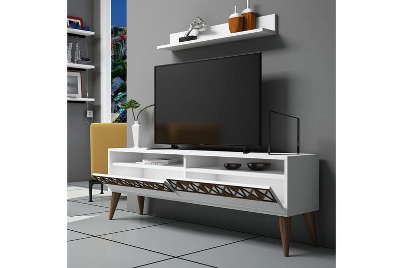 Muennink TV-møbelsett 150 cm - Hvit/Eik - Møbler - Bord - Spisebord & kjøkkenbord