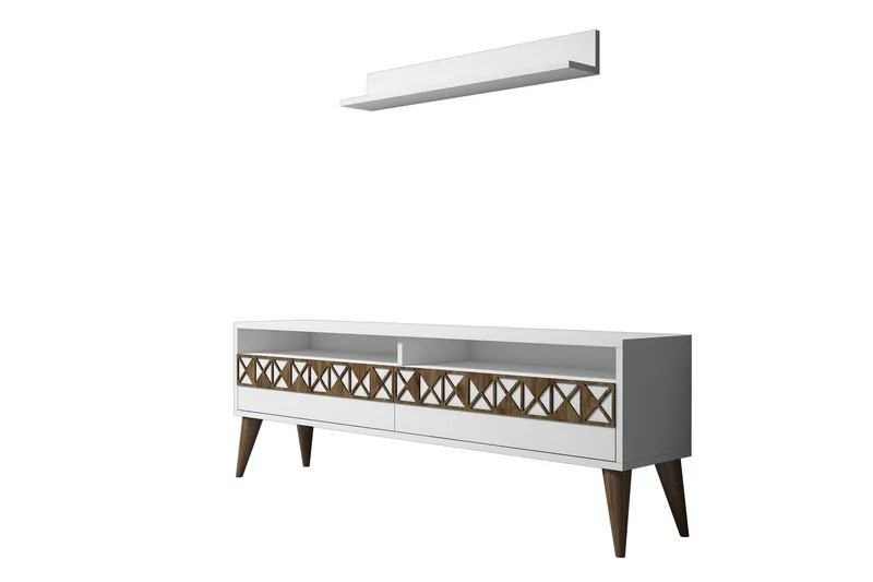Muennink TV-møbelsett 150 cm - Hvit/Eik - Møbler - Bord - Spisebord & kjøkkenbord