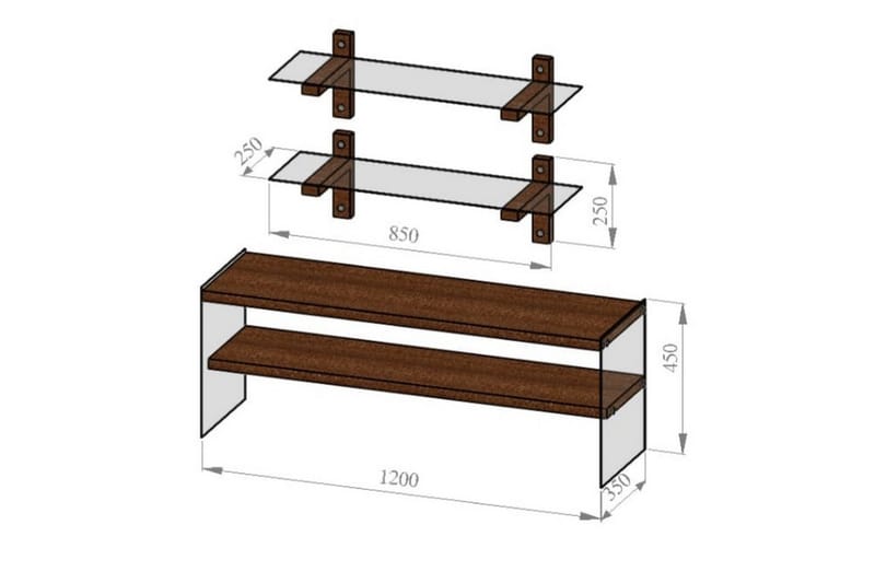 Netherlee TV-møbelsett 45 cm - Valnøtt - Møbler - Mediamøbel & tv møbel - TV-møbelsett