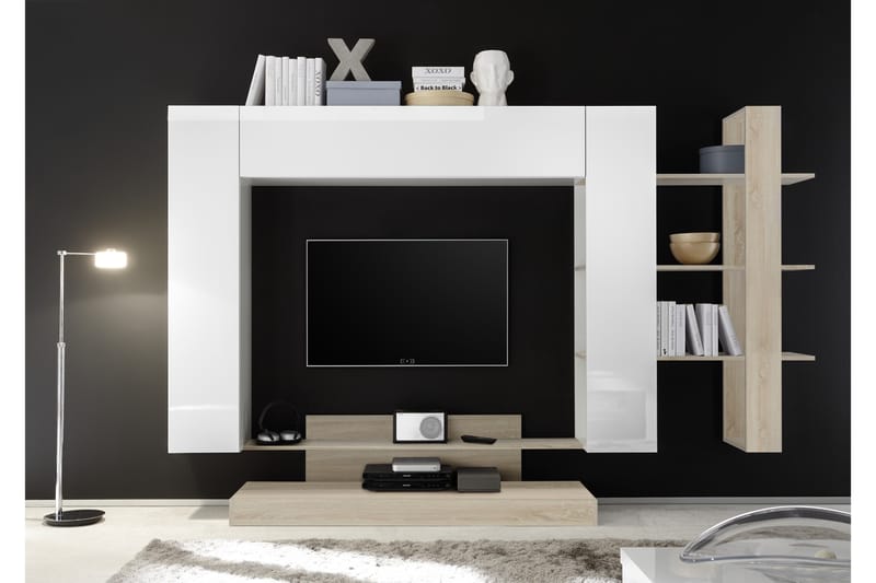 Nicery TV-møbelsett 259 cm - Hvit/Brun - TV-møbelsett