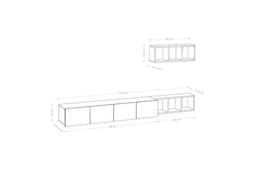 Pa TV-møbelsett 215x32 cm Hvit/Brun - Hanah Home - Møbler - Mediamøbel & tv møbel - TV-møbelsett