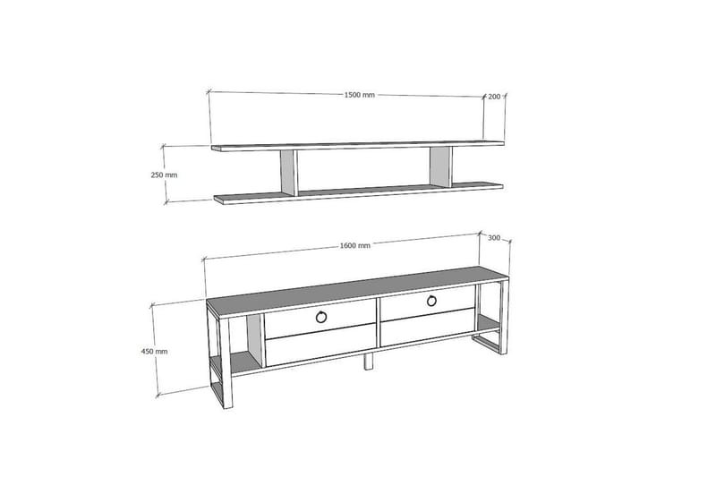 Rinorea Tv-møbelsett 160x45 cm - Blå - Møbler - Mediamøbel & tv møbel - TV-møbelsett